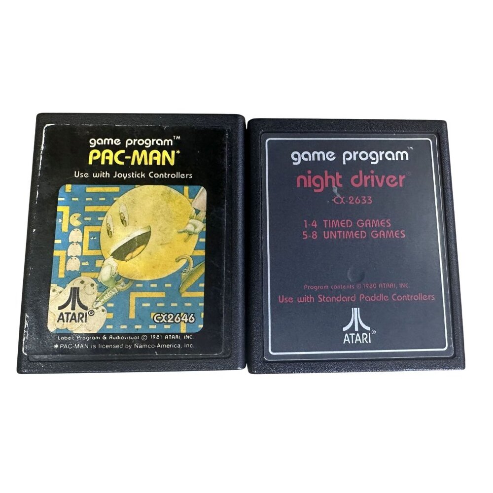 Vintage Atari 2600 Games 2 Games Night Driver & Pac-Man